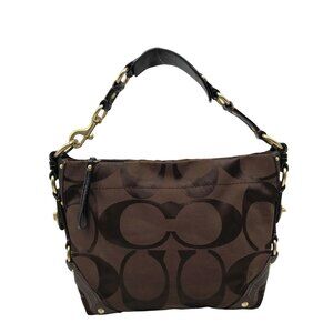 Coach Brown Signature Canvas Carly Hobo Bag 12871